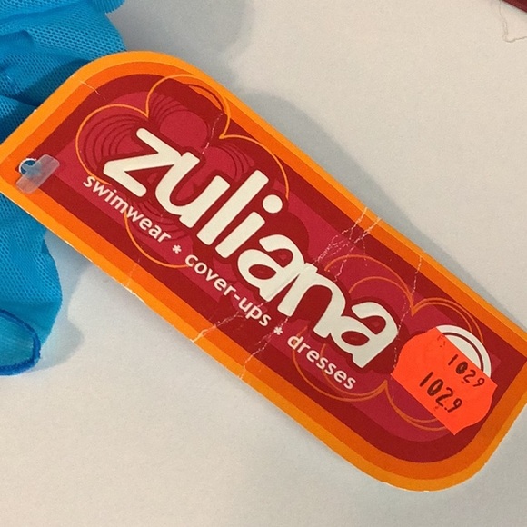 Zuliana Size Small Mesh Teal Ruffle Side Tie Mini Skirt. Made in USA. New - Picture 7 of 7